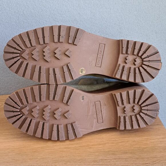 Vince Camuto Dendra Utility Green Suede Wedge Gore Boots Ankle Heeled 40 9 - Picture 6 of 13